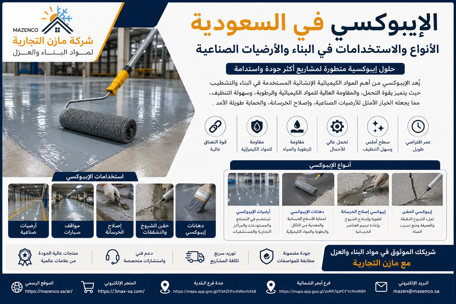الإيبوكسي في السعودية واستخداماته في الأرضيات وإصلاح الخرسانة